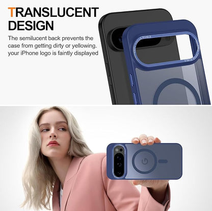 Magnetic for Google Pixel 9/Pixel 9 Pro Case, [Military Grade Drop Protection] [Compatible with MagSafe] Shockproof Slim Translucent Matte Anti-Slip for Women Girls Men Case, Dark Blue
