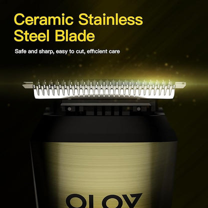 OLOV CYBER Beard Trimmer for Men, 17-in-1 Mens Grooming Kit with 6 Trimmer Heads, Cordless Hair Clippers Rechargeable with Charging Dock, IPX7 Waterproof Wet Dry Use for Body Face Nose & Mustache