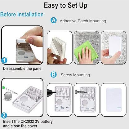 Thinkbee Wireless Light Switch Kit, No Wiring Mini Remote Switch, No WiFi Needed, Outdoor 1969ft Indoor 328ft Remote Control Lighting Fixture for Led Light, Ceiling Lights and Lamps, Waterproof