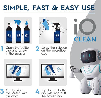 Screen Cleaner Spray (16oz - 473ml) – Best Large Cleaning Kit for LCD LED OLED TV, Smartphone, iPad, Laptop, Touchscreen, Computer Monitor, Electronic Devices, 3 Microfiber Cloths and 2 Nozzles