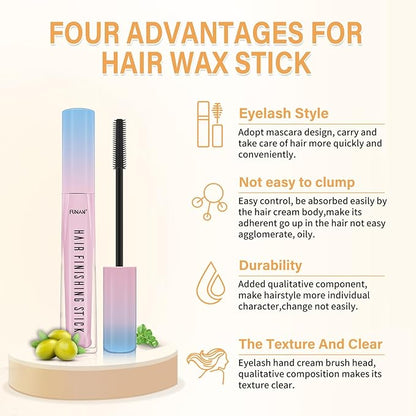 PasaRose 7Pcs Hair Wax Set for Non-Greasy Styling - Includes Wax Sticks, Finishing Sticks, Styling Combs, and Elastic Bands