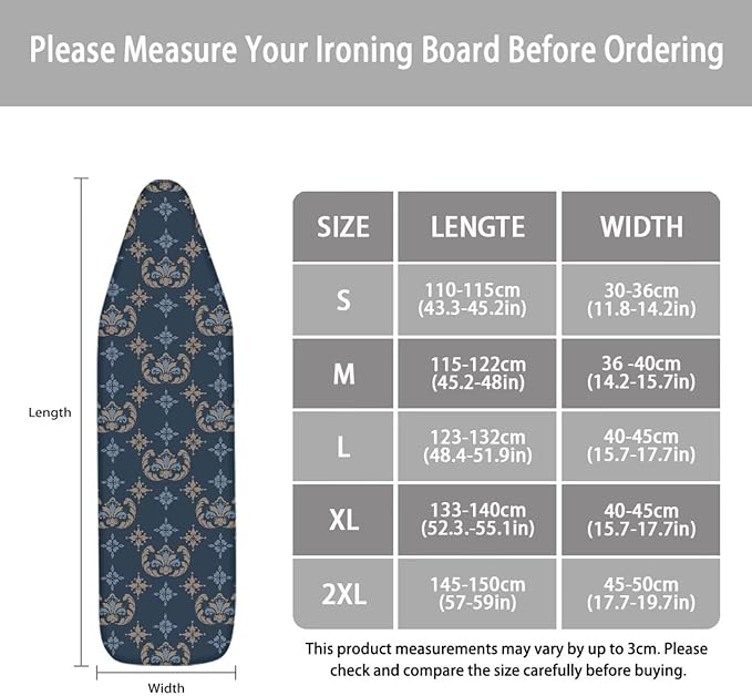 ZCFYGDX Breathable Ironing Board Cover,Resist Scorch Polyester & Staining,Wear & Soil Resistant Covers, Easy Installation 3 Fasteners,Elastic Edges (17 x 49 inch) Oil Painting White Daisy Print