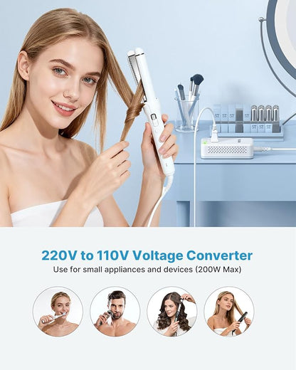 220V to 110V Converter for European Travel, VINTAR 200W Mini Universal Travel Adapter Voltage Converter US to Europe, International Step Down Power Converter Adapter Combo for EU UK AUS India