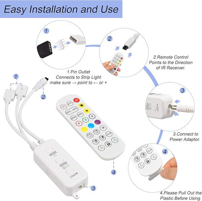 Sunity LED Strip Light Controller with APP, Music Sync and IR Remote for Upgrading 4-pin 10mm Led Lights Strip to Bluetooth Connection