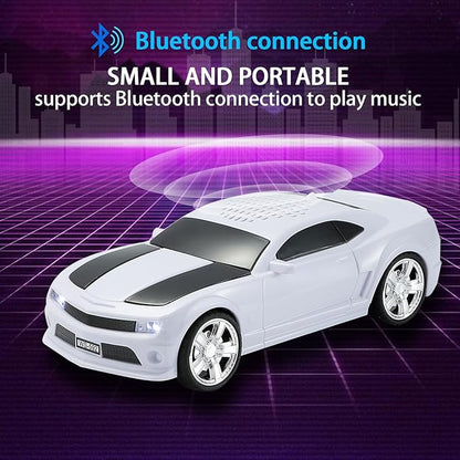 WSTER WS-592 Supercar Design Bluetooth Replica Speaker – Portable Car Model Wireless Speaker with TWS Stereo, FM Radio, LED Party Lights, USB/TF Playback, Hands-Free Calling, Microphone(White)