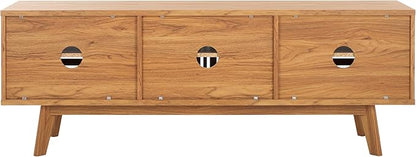 SAFAVIEH ESMA TV Stand for up to 65" Flatscreen – Oak Brown, Sliding Doors with Interior Storage, Entertainment Media Console (MED9640D)