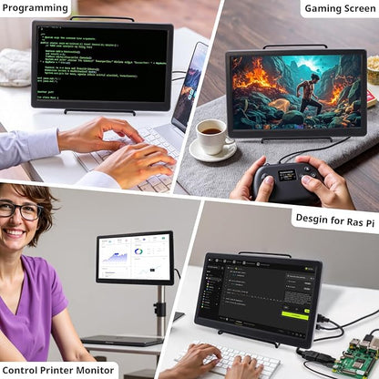 ELECROW 10.1 Inch Portable Monitor - IPS Capacitive Monitor with HD VGA Port，1920x1080P LCD Display Built-in Dual Speakers VESA Mount for Raspberry Pi 5/4/3, PS Xbox, Windows 11/10/8/7