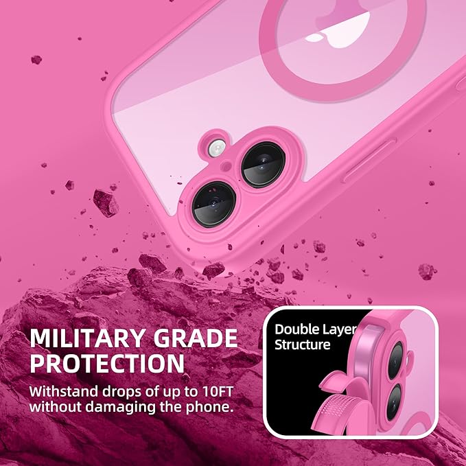 BERFY Magnetic for iPhone 16 Plus Case, Compatible with MagSafe, Built-in Privacy Screen Protector and Upgraded Camera Protection, Anti-Spy Full Body Shockproof Phone Case for 16 Plus 6.7", Peony