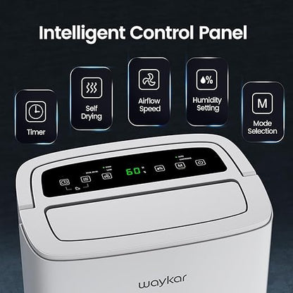 Waykar 120 Pints 2025 Energy Star Home Dehumidifier for Spaces up to 6,000 Sq. Ft at Home, in Basements and Large Rooms with Drain Hose, Handle, Auto Defrost and Self-Drying