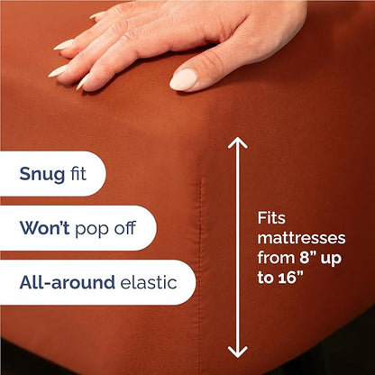 Full Size 4 Piece Sheet Set - Comfy Breathable & Cooling Bed Sheets Set - Hotel Luxury Bedding for Women, Men, Kids, Teens, Boys & Girls - Deep Pockets, Soft and Wrinkle Free - Oeko-Tex - Terracotta