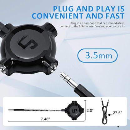 LP Headphone Splitter, Nylon-Braided 3.5mm Audio Stereo Splitter, Male to 3 Female Ports for MacBook, Mac, iPad, iPhone(≤6), iPod, Tablet, Laptop, PC, Earphone, Kindle, MP3 Player, Speaker & More