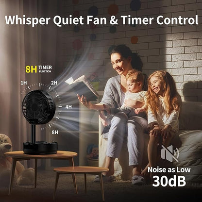 Socool 40000mAh Portable Fan Foldable Battery Rechargeable with 8 Speed & 106H, 90° Osciliating Floor Standing Fan Remote, Desk Fan with 8H Timer & LED Light for Home Outdoor Travel Camping
