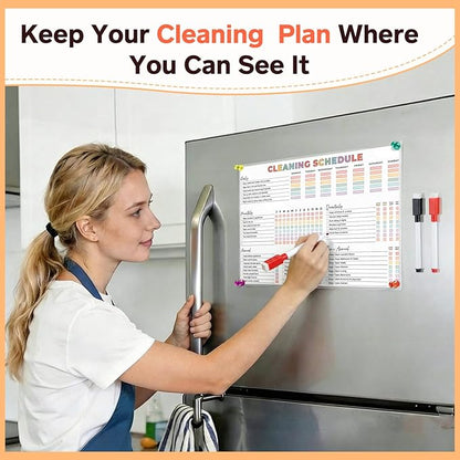 ADHD Cleaning Planner – Reusable Dry-Erase Sleeve Fridge Kit, Removable Coil Pages, Emergency & After-Party Plans, Cleaning Schedule and Checklist, ADHD Planner for Adults Women