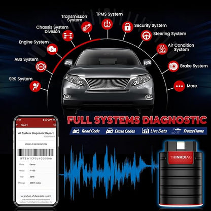 Thinkdiag OBD2 Scanner Bluetooth Full System Bidirectional Diagnostic Scan Tool OE Level Code Reader with ECU Function 15+ Reset Service FCA AutoAuth All Software 1 Year Update Fits for iOS & Android