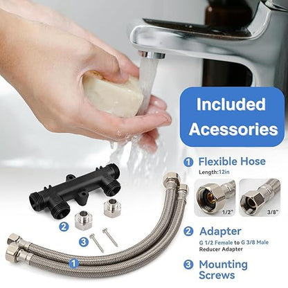 Watts Premier Replacement Sensor Valve Kit for 500800, 500805, HWRS-WH Watts Instant Hot Water Recirculation System, Two 12" Supply Lines, Two Reduced Fittings 1/2" FTP - 3/8" MPT, Two Mounting Screws