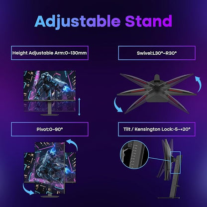 Amzfast 27’‘ 4K Gaming Monitor HDR 400, UHD 160Hz 144Hz | FHD 320Hz 300Hz Dual Mode PC Monitor, Built-in Speakers 1ms Fast IPS, 126% sRGB PIP/PBP, HDMI 2.1 x 2 & DP 1.4 x 2, Height Adjustment, VESA