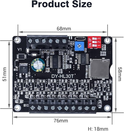 30W Voice Playback Module, PEMENOL DC 9-24V Voice Broadcast Device 9 Trigger Interfaces 8 I/O Trigger Modes MP3 Music Player Support TF Card 32G Max for Speaker Module DIY Kit