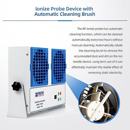 FEITA Ionizing Air Blower Anti Static Ionizer New Cleaning Type Static Fan Electrostatic Discharge Ionizer Blower Dual-Purpose Bracket Industrial ESD Static Eliminator