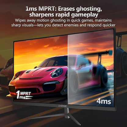 Z-Edge 24 inch 240Hz 165Hz Gaming Monitor, FHD 1080p, MPRT 1ms, IPS Monitor Gaming, 350nits, 16.7M Colors, 99% sRGB, UG24PJ Frameless Bezel, DP x1, HDMI x1(Black)
