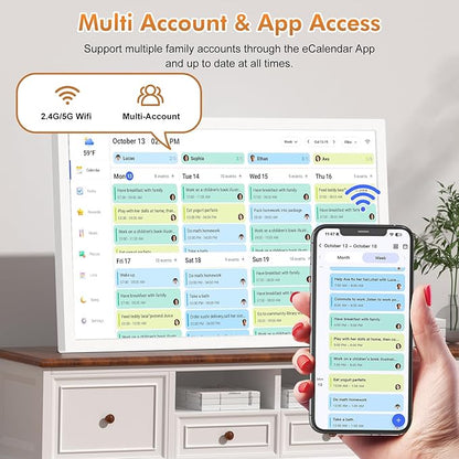 Smart Digital Calendar & Chore Chart for Family Schedules – 32 Inch Smart Touchscreen Interactive Display, Dual-WiFi, Auto-Sync Google iCloud Outlook Calendars, Selectable Reminders, Wall Mountable