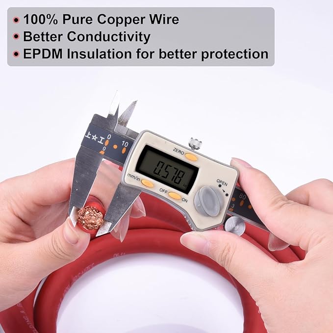 Shirbly 4/0 Gauge Battery Cable, 20FT Red 4/0 AWG Pure Copper Wire Welding Cable, for Automotive, Battery, Solar and Generator, Standard USA OFC Wire