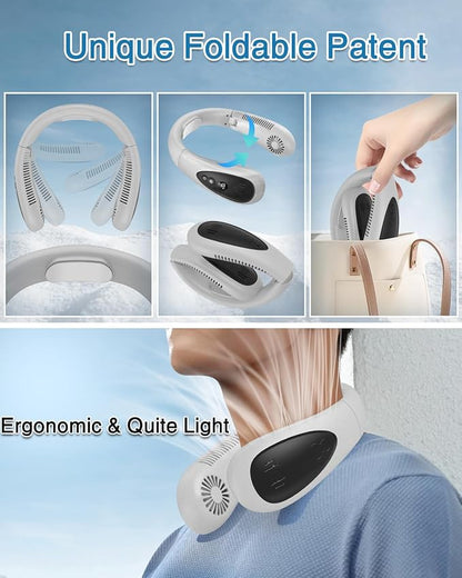 GAITIR Neck Air Conditioner, Portable Neck Fan with Cooling Plate 360°Cooling Airflow, 5000mah Rechargeable USB Fan Hands Free Bladeless Wearable Foldable Mini Fan for Men Women Home Office Outdoor