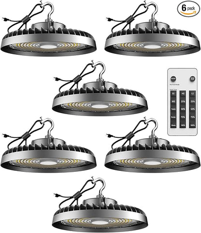 Lightdot Smart 250W High Bay LED Shop Lights 37,500LM High Bay Lights with Controller (Normal Mode & Motion Sensor Mode) ETL-Listed Plug & Play for 30-40FT Height Warehouse-6Pack 6Yrs Warranty