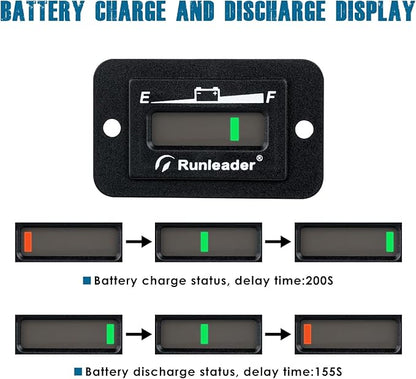 Runleader LED Battery Level Monitor,Volt.36V,Charge and Discharge Display- Only Suitable for Lead Acid Battery,Works on Golf Club Car Left Fork Scrubber RV Travel Trailer Go-Kart.