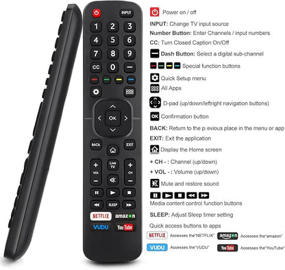 Replacement Remote Control for All Hisense 4K LED HD UHD Smart TVs (EN2A27), Fit for Hisense Android Smart TV EN2A27 EN2A127H EN2A27HT EN2AN27H EN2AS27H EN2B27 EN2C27