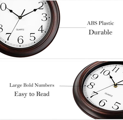 KECYET Wall Clocks Battery Operated Silent Non-Ticking Wall Clock 8.5 Inch Small Vintage Retro Rustic Style Decorative for Kitchen Living Room Home Office (Bronze)