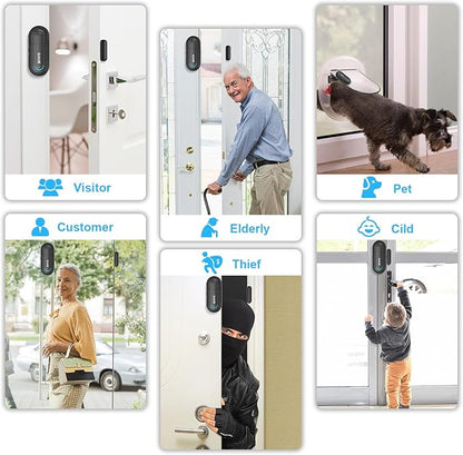 Pool Door Alarms for Home Security Loud, 0-120 Db Volume Ajustable with 4 Modes, Wireless Door Alarm with Remote for Kids Safety/Dementia Patients/Home/Pool (2 Sensor & 1 Remote)
