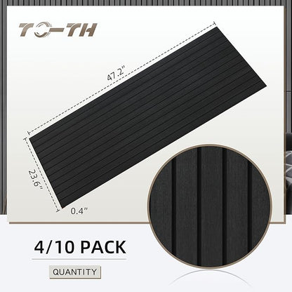 TO-TH Wood-Look Acoustic Wall Panels, 10 Pack 47.2” x 23.6” Sound Panels, Decorative Wood Panels for Wall Sound Dampening Panels for Home, Office, Basement, Smoky with Mitered Edges