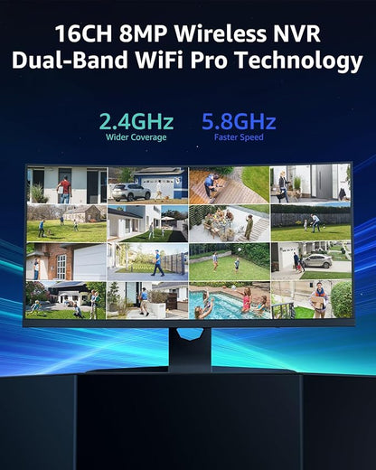 ANNKE Wireless Security Camera System 2TB Hard Drive, 16CH 4K WiFi NVR Kit, 12Pcs 3MP CCTV Home Surveillance Cam for Indoor/Outdoor, 2-Way Audio, Night Vision, Weatherproof IP66, Motion Detection