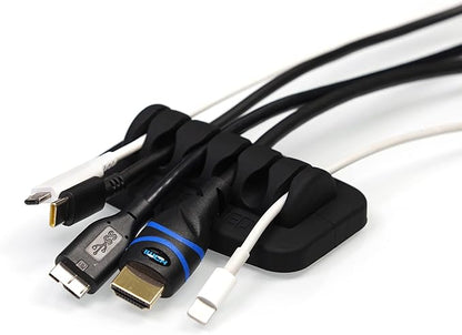 Desktop Cable Organizer, Weighted, Eco-Friendly Silicone, No Bad Smell, Bundled with 4 Reusable Cable Ties (Black)