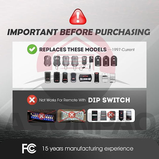 2 for Genie & Overhead Door Garage Door Opener Remote G3T-R G3T-A O3T-BX O3T-A【10-Year-Warranty】