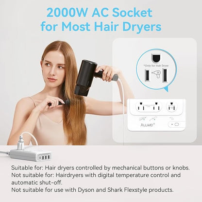 ALLWEI 2000W Travel Voltage Converter 220v to 110v Converter for European Travel Voltage Adapter for Hair Dryer Straightener/Curling Iron, Power Converter Adapter Combo with Type C, E/F, G, I, L