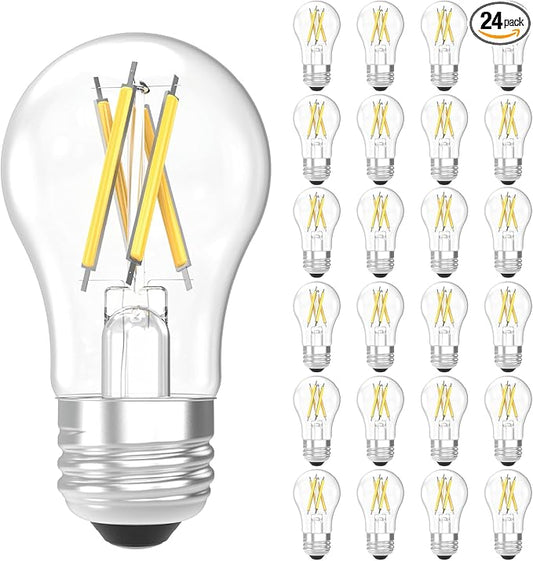 Sunco 24 Pack A15 Light Bulb LED, Edison Style Bulb, Dimmable Vintage Filament Lighting, 800 LM, 7W (60W Equivalent), 4000K Cool White, E26 Medium Base, Wet Rated UL
