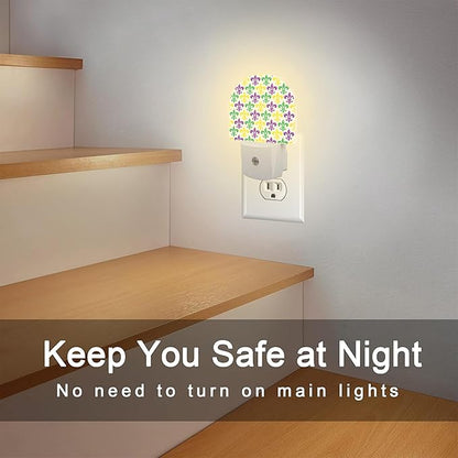 sndheke Mardi Gras Carnival Night Light, Colorful Fleur-de-lis Dusk to Dawn Night Light Plug in,0.5w Energy Saving Sleep Friendly NightLight for Kids Boys Girls Home Decor