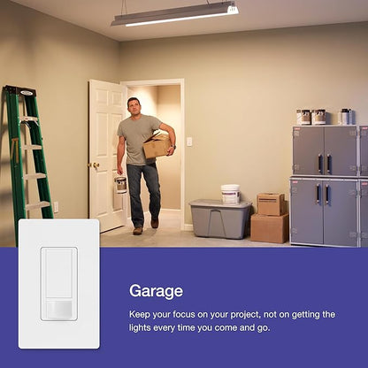 Lutron Maestro Motion Sensor Light Switch Indoor for Bathroom, Garage, Laundry Room, Any Bulbs, Occupancy Vacancy Sensor, Single-Pole, MS-OPS2-BL, Black