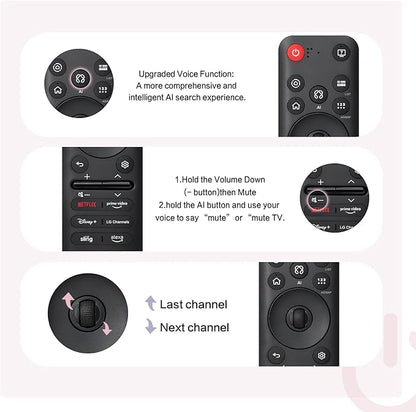Replacement for LG MR25GA Magic Remote AKB76046602, Voice Control & Pointer Remote Compatible with LG TVs 2025 OLED G5/C5/B5 QNED 92A/85A/80A UA77 Series & Older Models MR25GA/24GA/23GA/22GA/21GA/20GA
