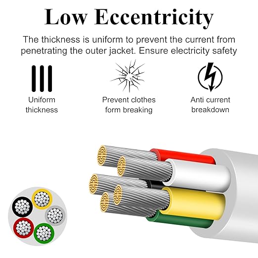 16 Gauge 5 Conductor Electrical Wire, 16.4 FT Low Voltage 16/5 Tinned Copper Stranded 5 Wire Cable, 16 AWG White Flexible Extension Cord for Sprinkler, Thermostat, Speaker, Irrigation, Automotive