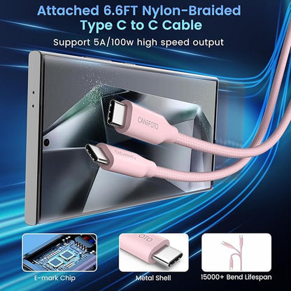 2Port 45W Super Fast Charger Type C, 2Pack 45W USB-C Charger Fast Charging for Samsung Galaxy S24 Ultra/S24+/S24/S23 Ultra/S23+/S22/S20/Note10+ with 2X 6.6ft Type C Cord (Pink)