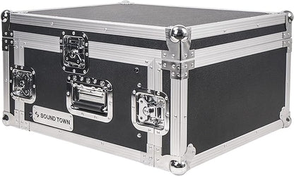 Sound Town 4U PA DJ Pro Audio Rack/Road ATA Case with 11U Slant Mixer Top, 20.2’ Rackable Depth, 4 Space Size - Pro Tour Grade (STMR-4U)