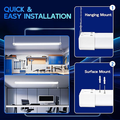 hykolity 4FT 70W LED Shop Light Linkable, 8000lm(300w Equivalent), 5000K Utility Shop Lights for Garages, Workshops, Basements, Hanging or FlushMount, with Power Cord and Pull Chain, ETL, White,1 Pack
