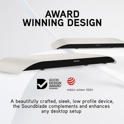 BlueAnt Soundblade Under-Monitor Soundbar, 120W 2.1 Channel Desktop Speaker with USB-C & Bluetooth 5.3 for PC, Mac, Gaming, Music and Streaming, White