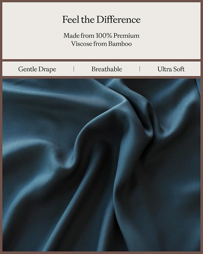 Cozy Earth Luxury Bed Sheet Set - 100% Viscose from Bamboo Fabric, Ultra-Soft & Breathable, Fits Regular & Deep Pocket Mattresses up to 20" - 4 Pieces California King Sheet Set Pacific Blue