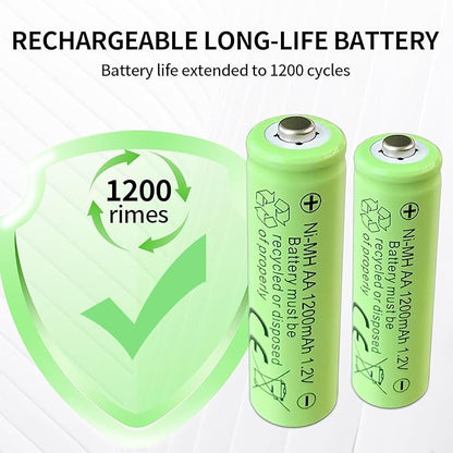 Rechargeable AA Batteries,1200 mAh, NiMH, Recharge up to 1000x Times, Pre-Charged 12-Count