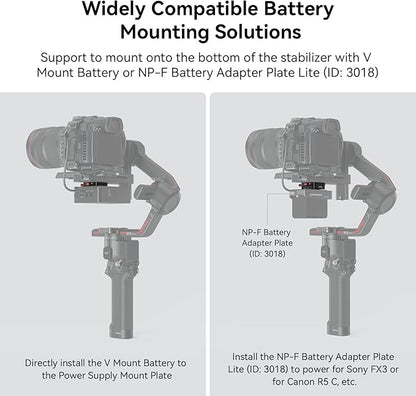 SMALLRIG Mini V Mount Battery Plate for DJI RS 3 / RS 3 Pro/RS 2 / RSC 2 Gimbals, Comes with V-Lock, Cold Shoe & 1/4"-20 Threaded Holes for V Mount Battery & NP-F Battery - 4189