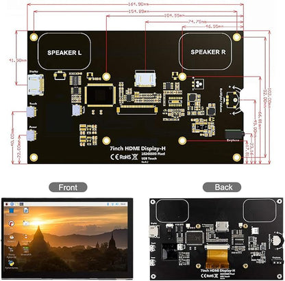 ELECROW 7 Inch Touchscreen Monitor for Raspberry Pi - 1024x600 IPS Capacitive Touch Screen HD Mini LCD Display with Stand Compatible with Raspberry Pi 5/4B/3B+/3B, BB Black, Win11/10/8/7, Driver Free