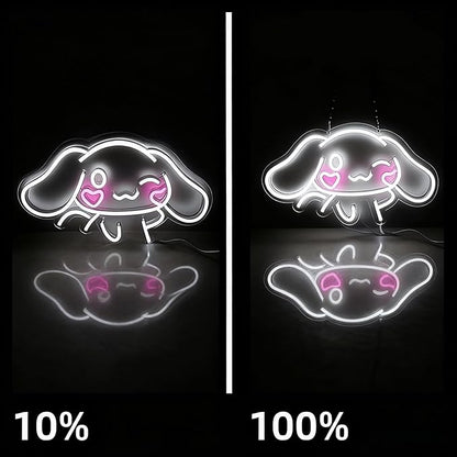 THIIXDAI Cinnamoroll Neon Sign for Room Decor, USB Powered LED Lights with Dimmable, Japanese Cartoon Dog Neon Signs, Cute Night Light Gifts for Children (16.1"L x 9.1"W)